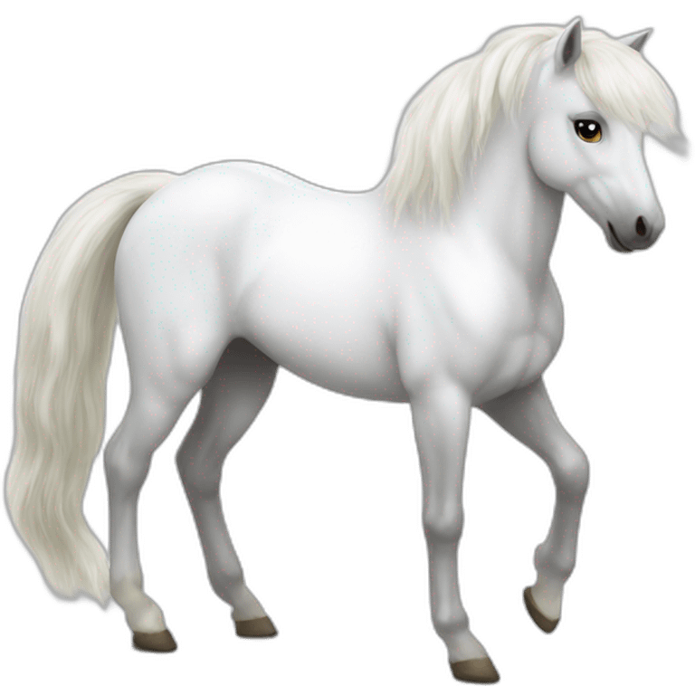 Realistic white happy pony emoji