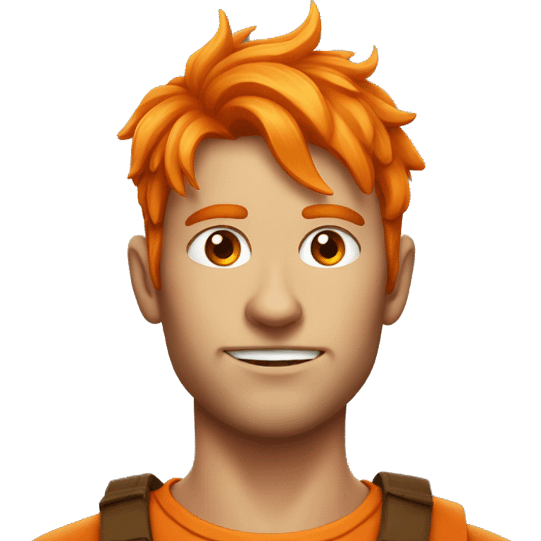 orange hair, man with devil horn, scar accross left eye emoji