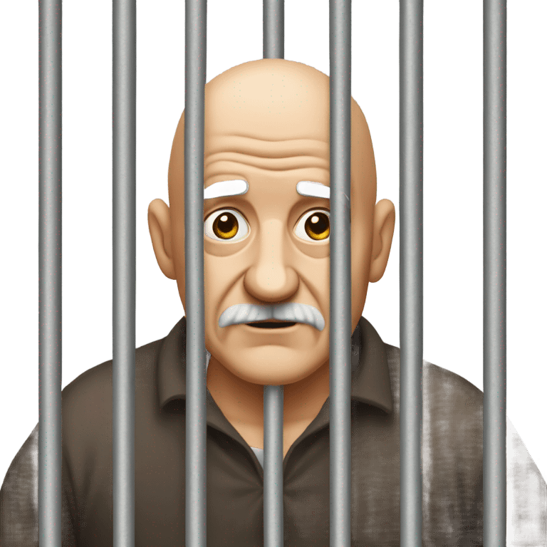 Bald old man behind bars in jail emoji