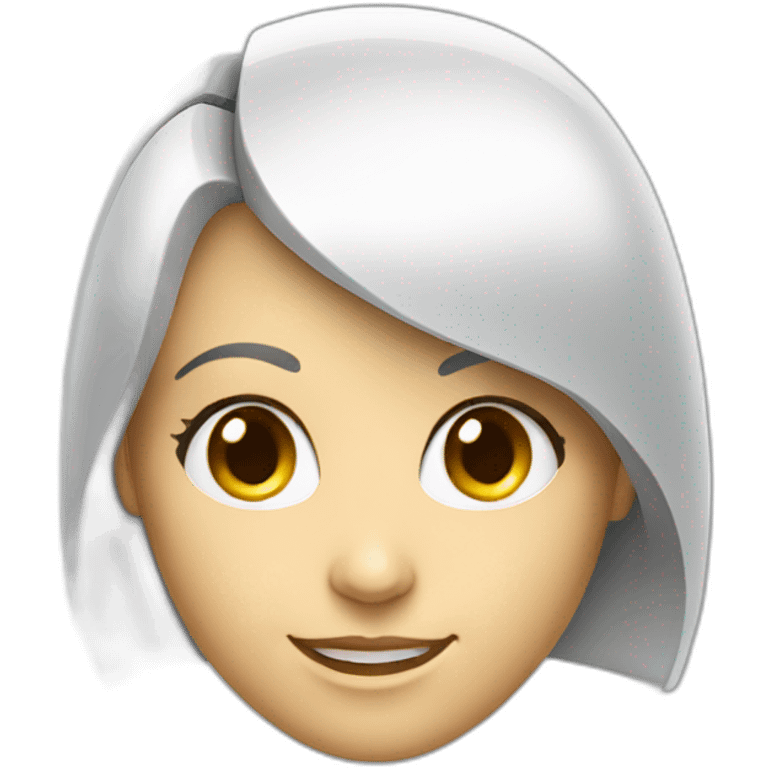 Ai robot assistant, female, face, smiling friendly emoji