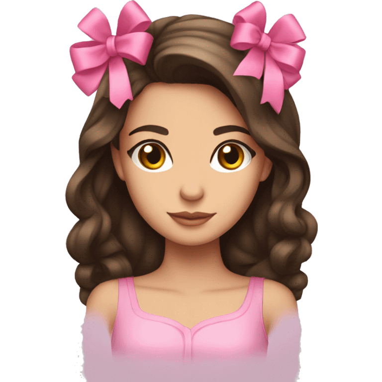 pretty brunette girl with a pink bow in her hair  emoji