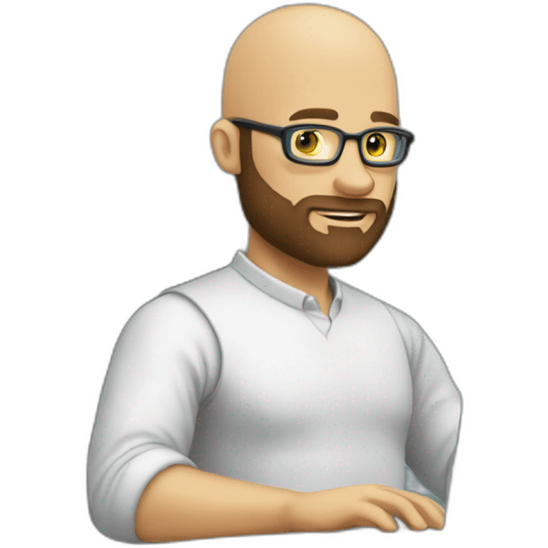 bald developer with beard typing on his computer emoji