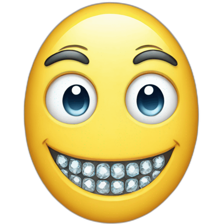 smiling emoji with a diamond grille emoji