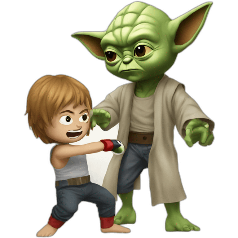 Yoda boxing with chucky emoji