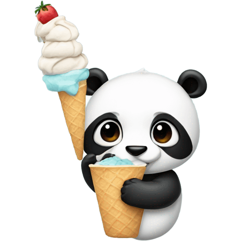 Panda eating ice cream emoji