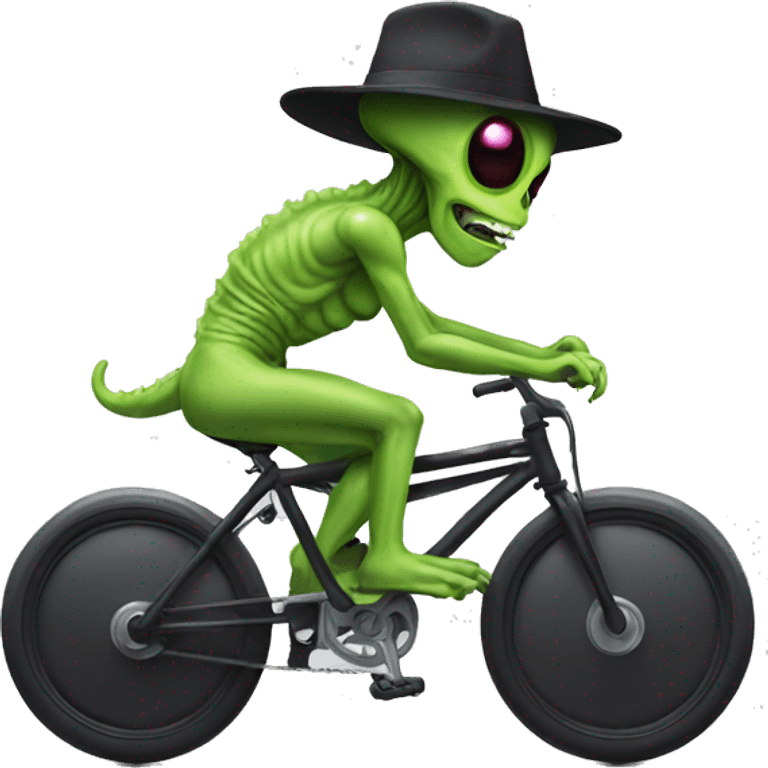 alien ride on bike wearing a hat emoji