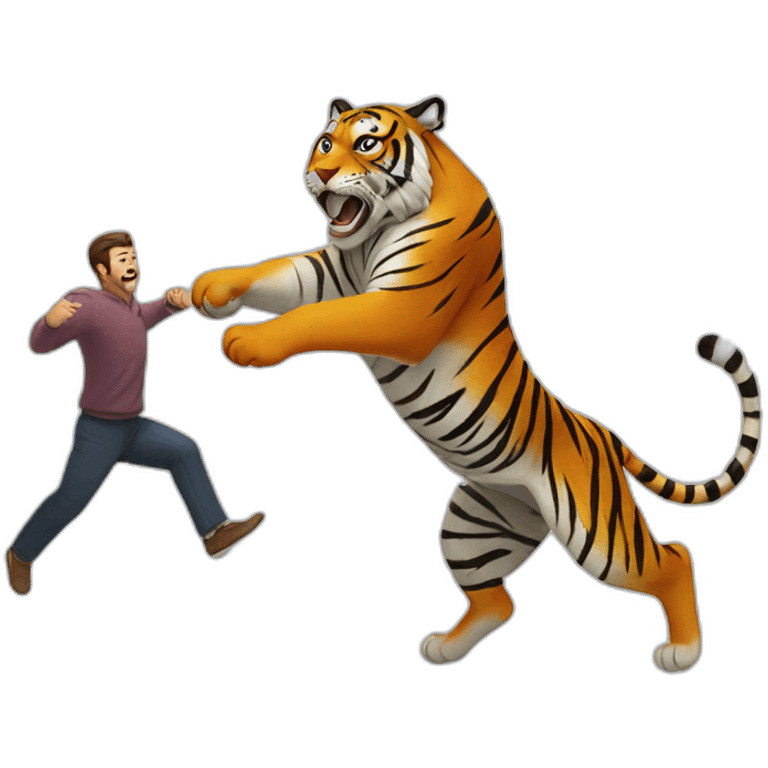 tiger chasing a man emoji