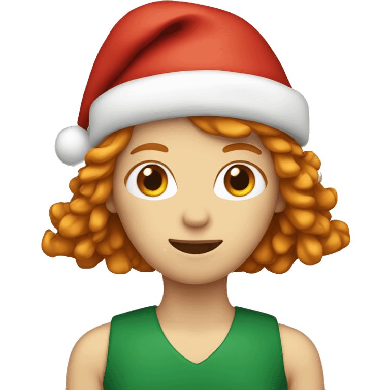 Ginger woman with christmas hat long hair  emoji