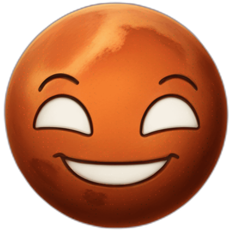 planet Mars with a cartoon smiling cat face with smiling eyes emoji