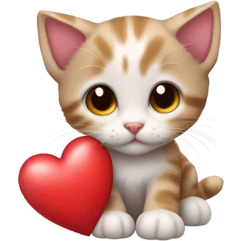 kitten holding a heart emoji