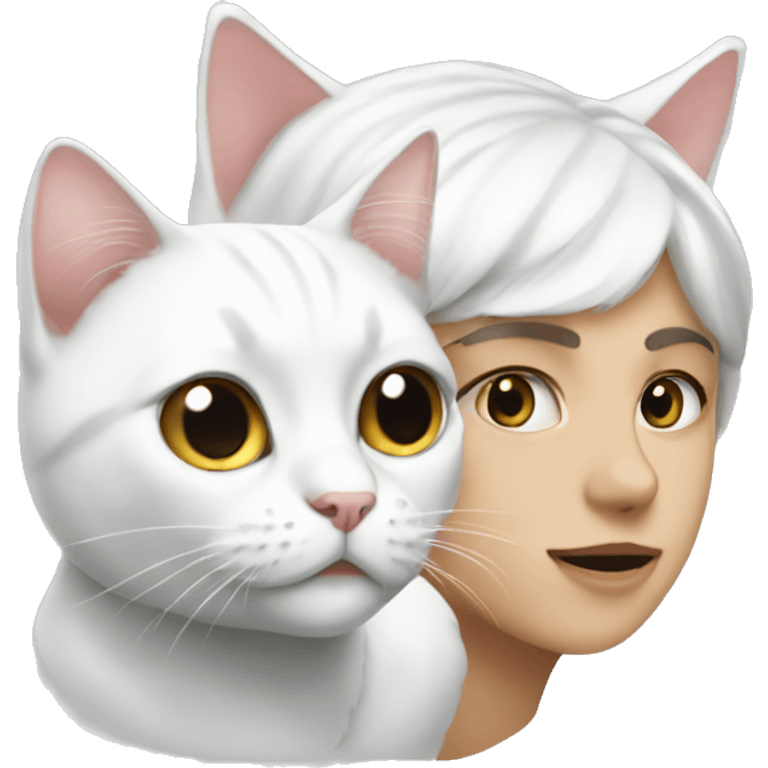 Me and white cat emoji