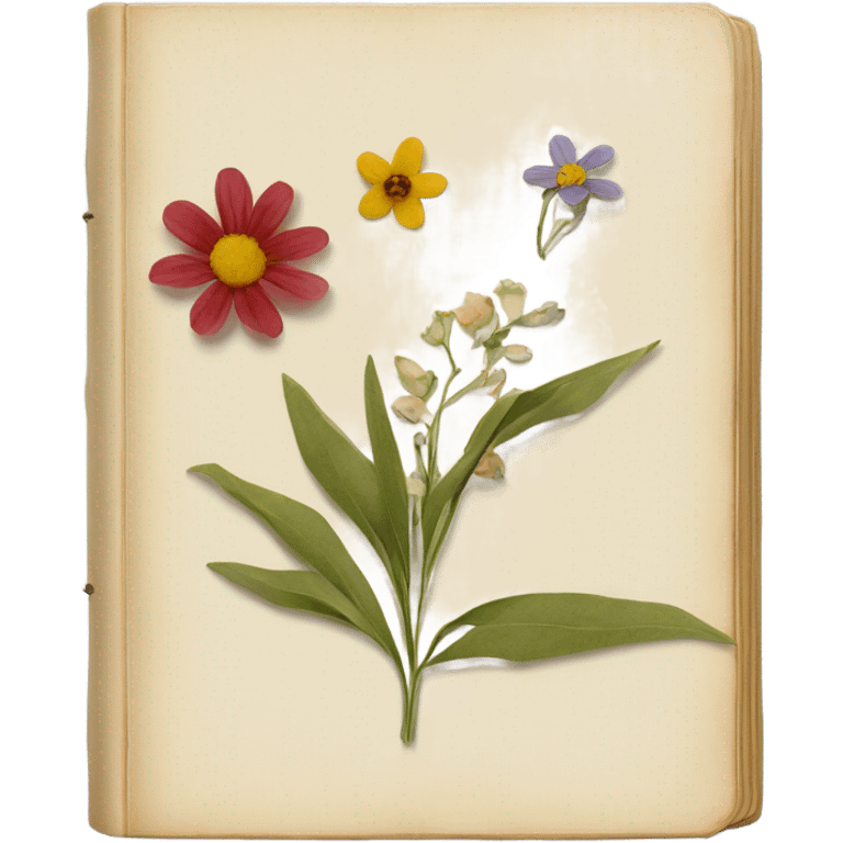 book with some pressed flowers on the pages realistic flowers pressing emoji