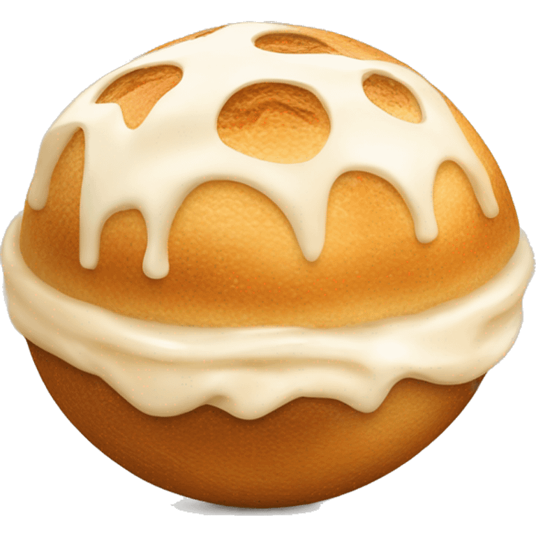 boule beige avec crème fouettée à l’intérieur  emoji