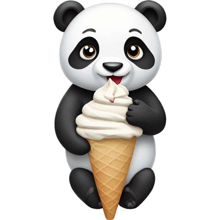 Panda eating ice cream with a bone emoji