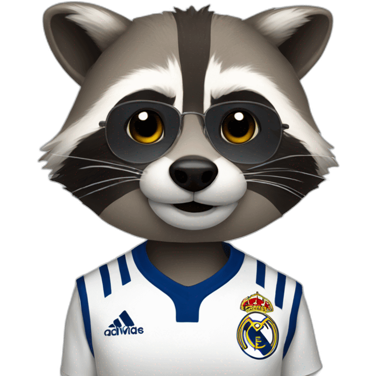 raccoon dressed in real madrid soccer gear emoji