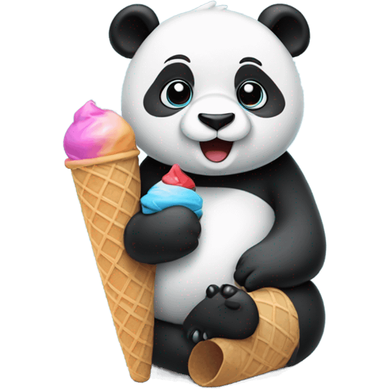 Panda eating ice cream emoji