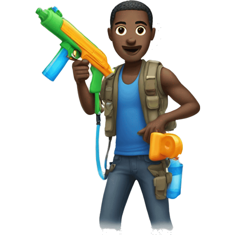 African American man with water gun  emoji