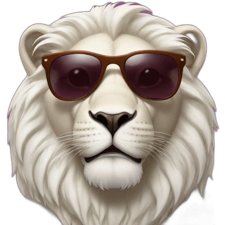 white lion wearing sunglasses and drinking wine emoji