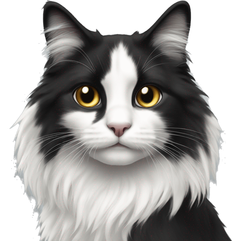 black and white cat long haired emoji