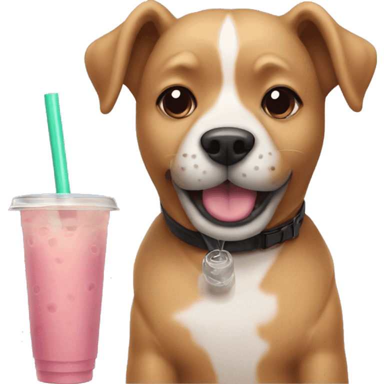 dog drinking bubble tea emoji