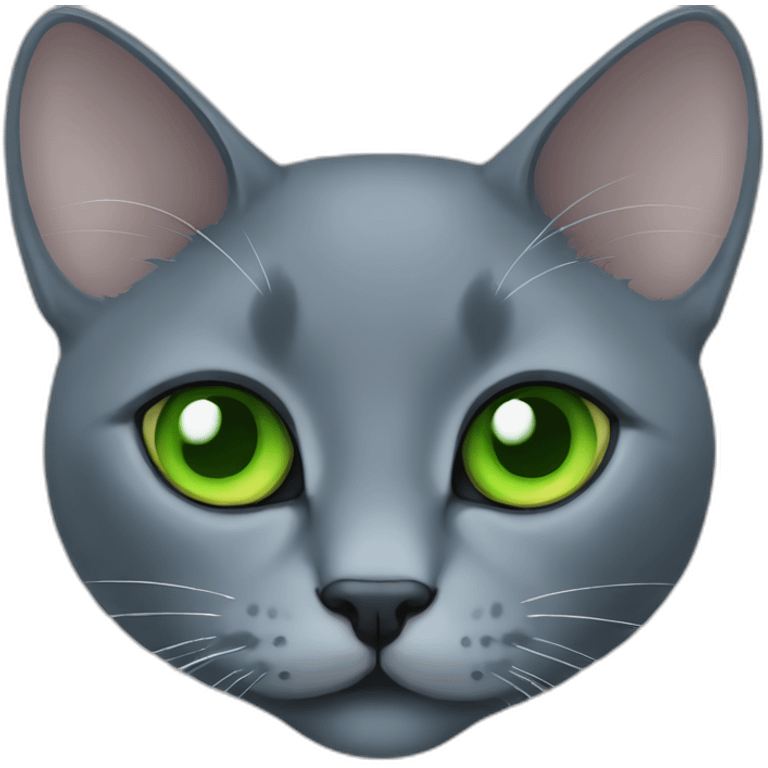 russian blue cat face with green eyes emoji