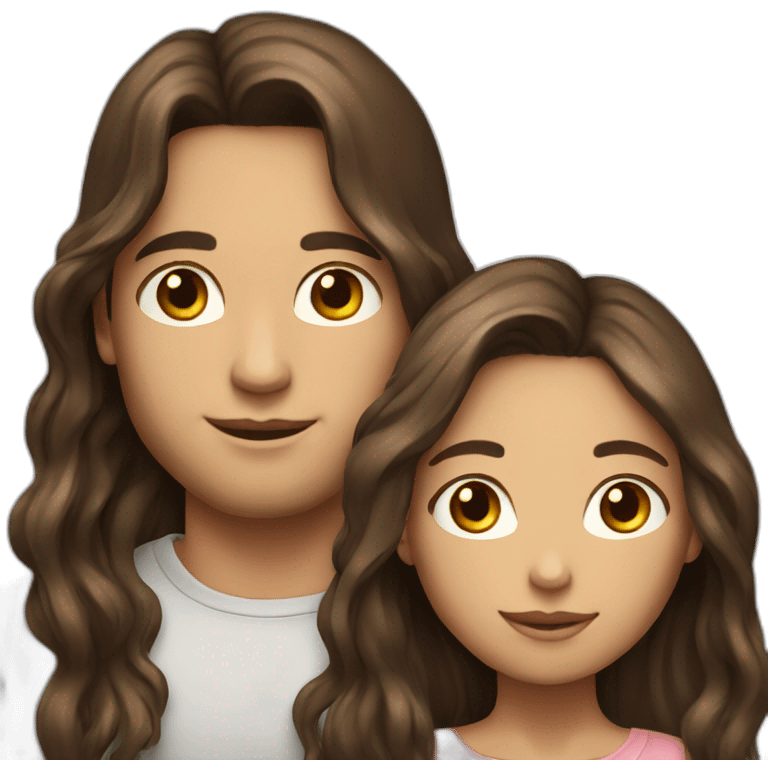 Cute brunette couple long hair emoji