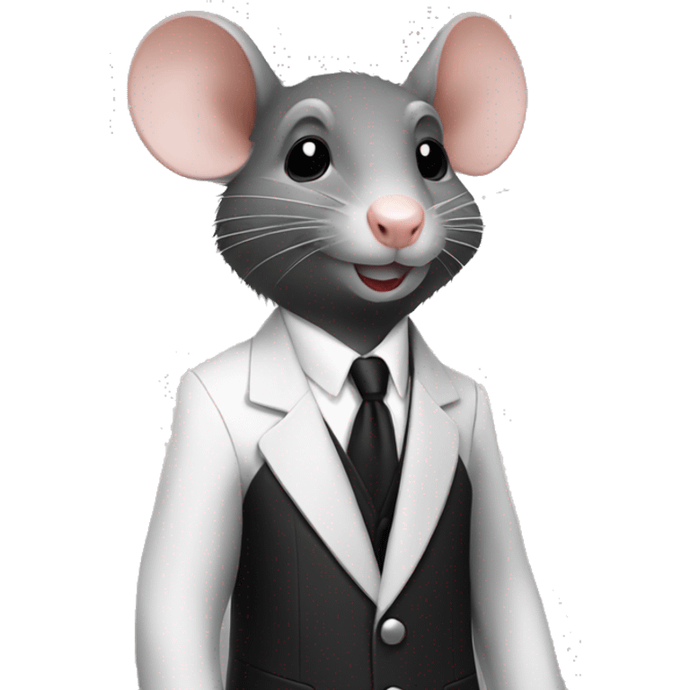 rat in black and white suit standing  emoji