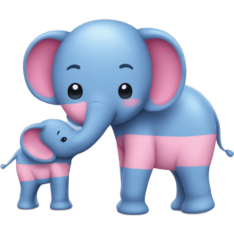 ￼￼Blue and pink elephants emoji