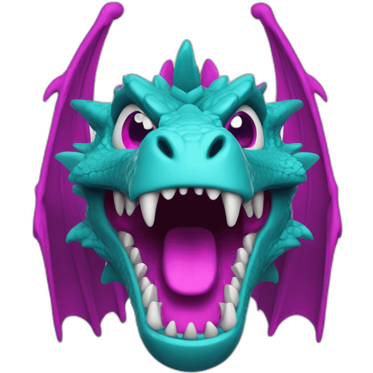 cyan and magenta angry dragon emoji