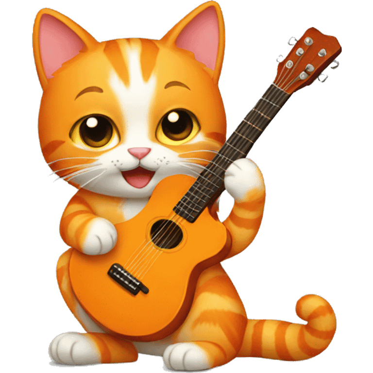 orange cat playing guitar emoji