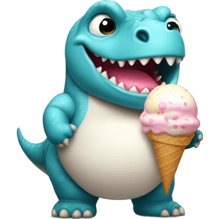 Fat baby Dino with ice cream emoji