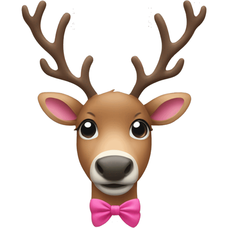 Reindeer with a little pink bow emoji