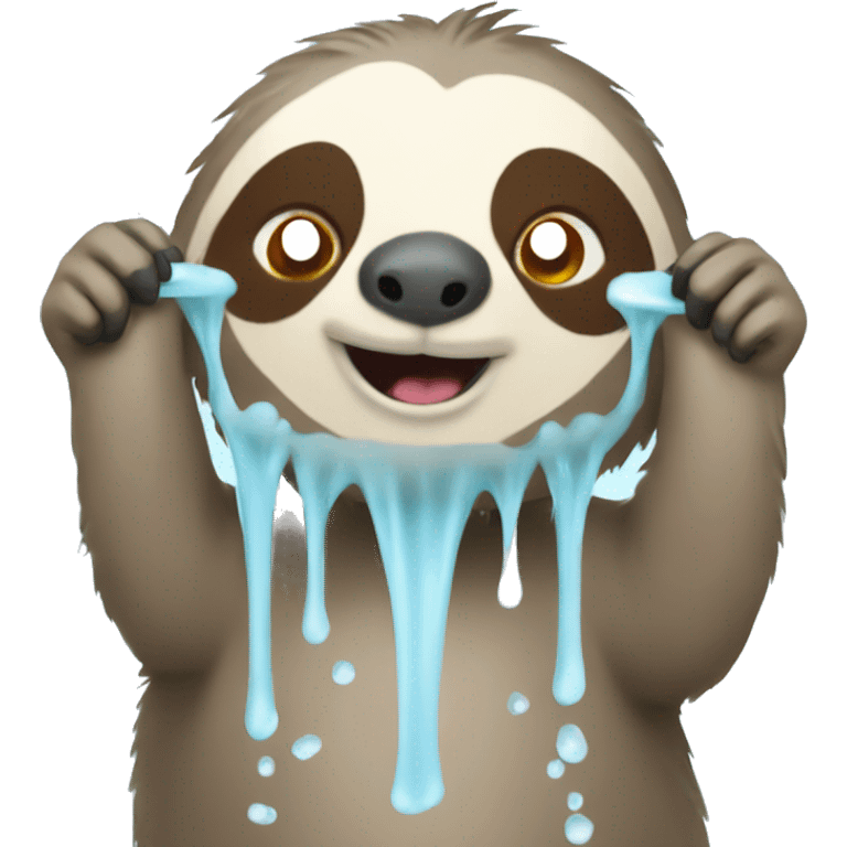 sloth taking soapy shower emoji