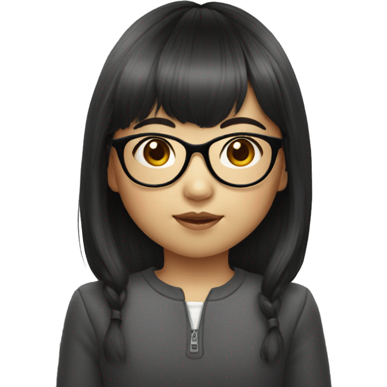 little asian girl with bangs hair glasses emoji