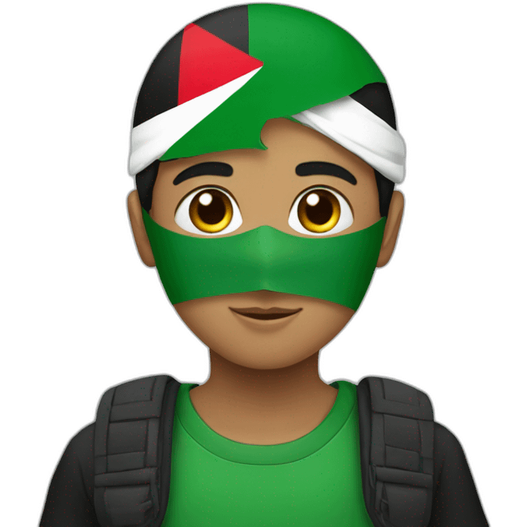 Boy Wearing a Palestinian flag mask emoji