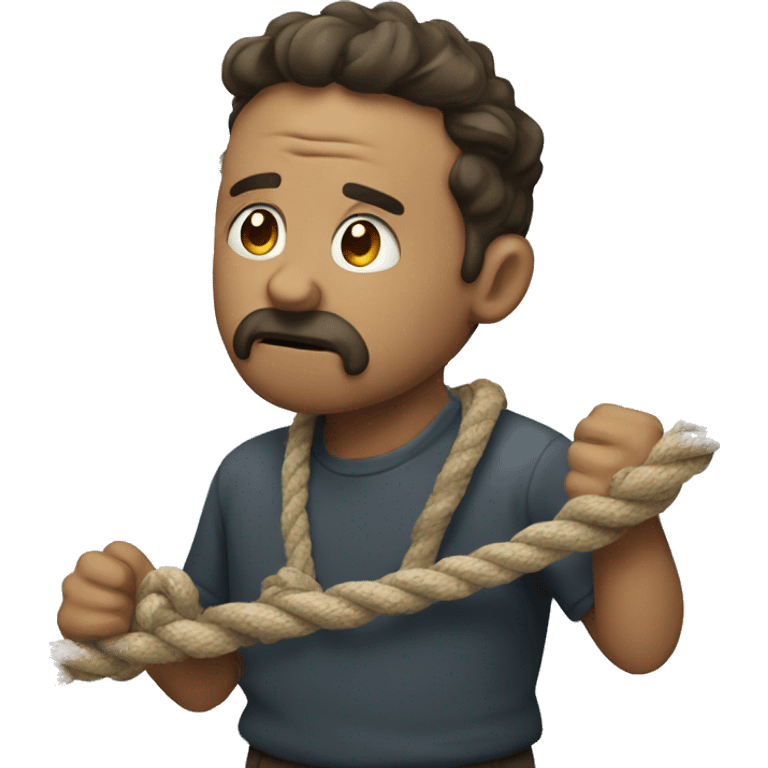 a sad man pulling rope emoji