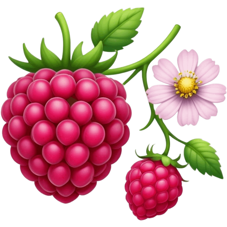 An app logo with raspberry and cosmos emoji