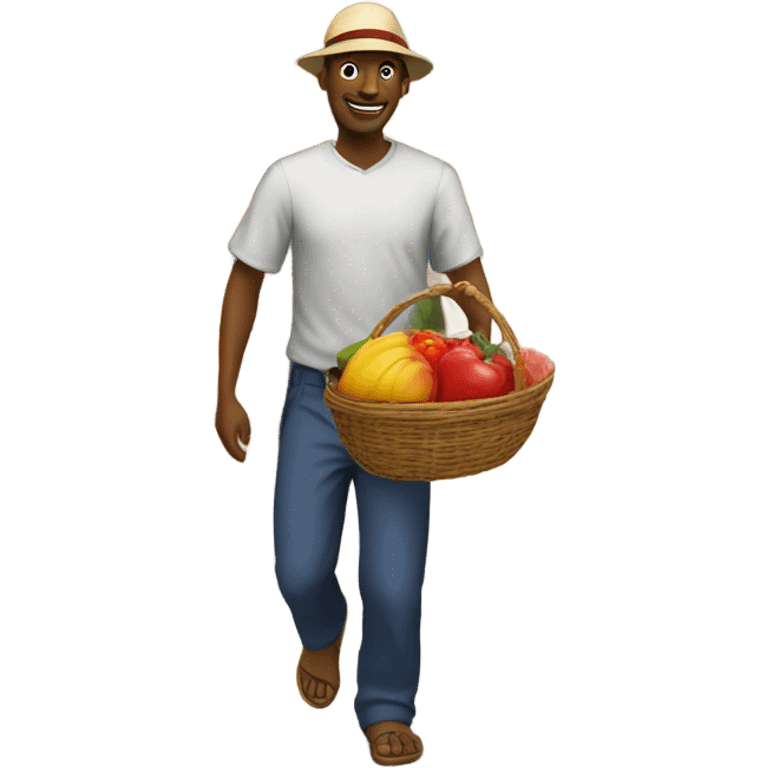 Man with large goes to the market emoji