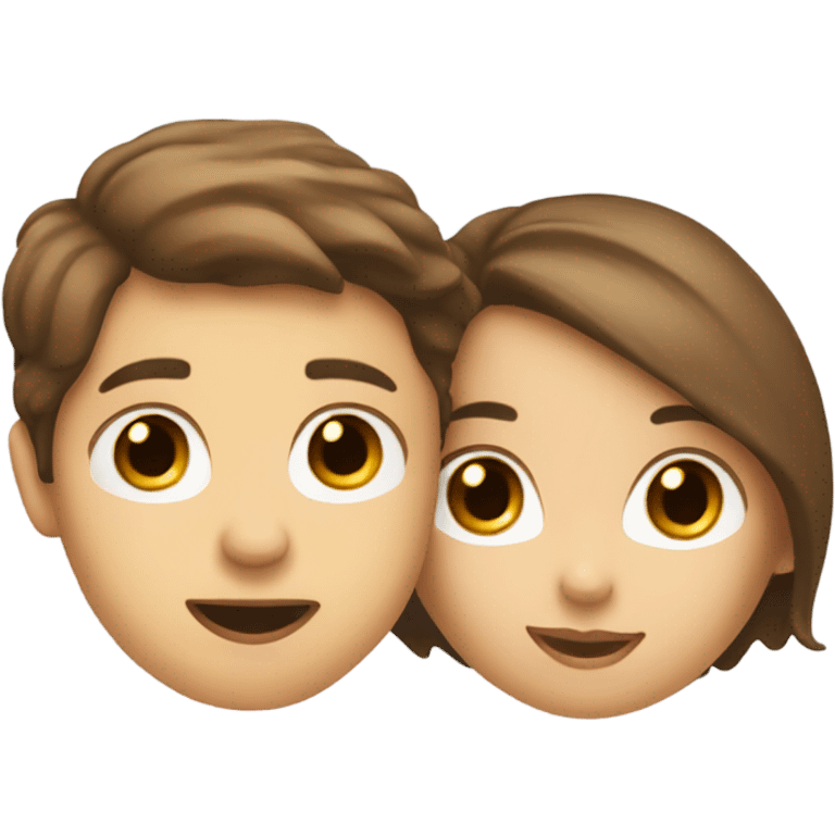 Brown haired white boy and brown haired white girl kiss emoji