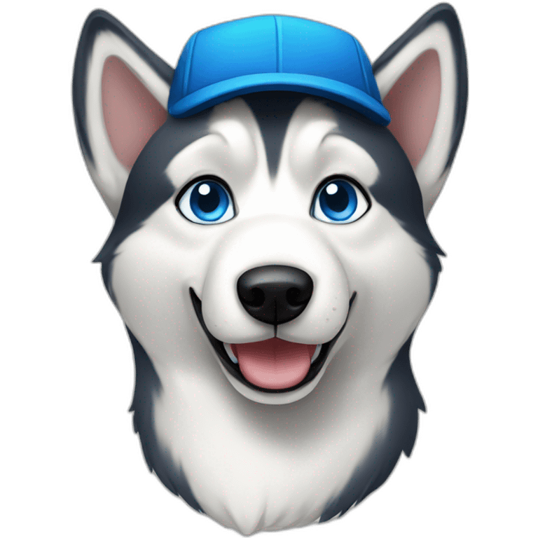 Blue eyed Husky wearing a hat emoji