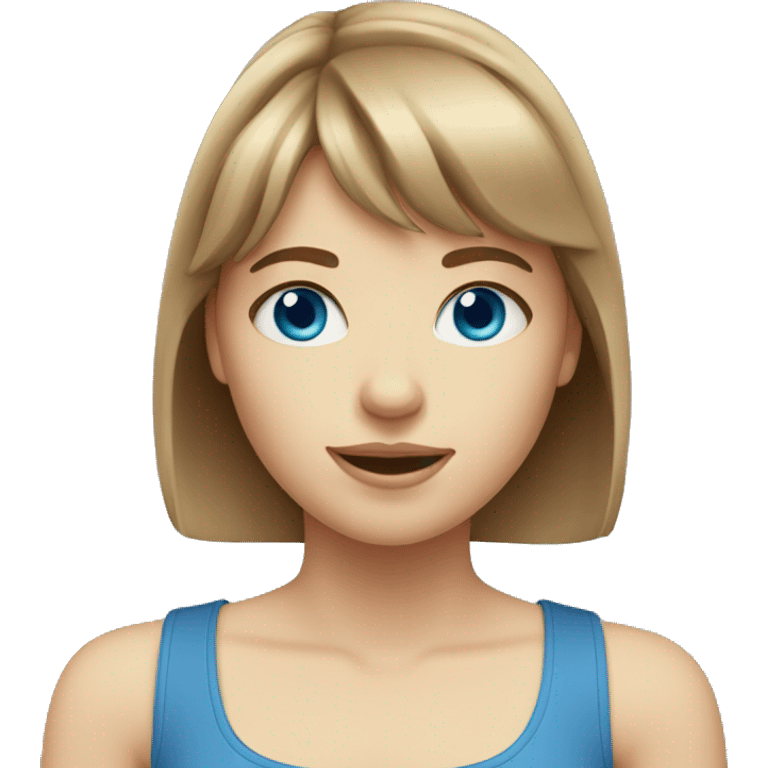 girl with light brown hair with bangs with blue eyes with fair skin emoji