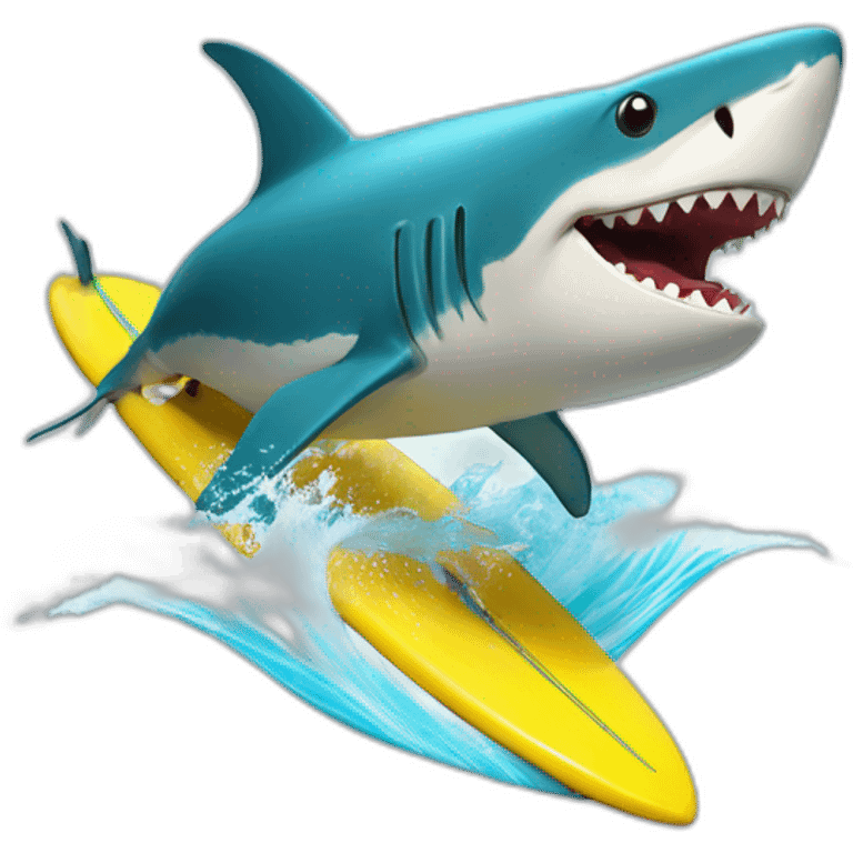 Requin sur un surf emoji