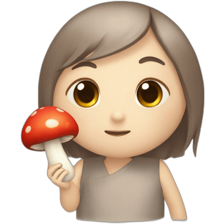 Kanao qui fait un calin a un Champignon emoji