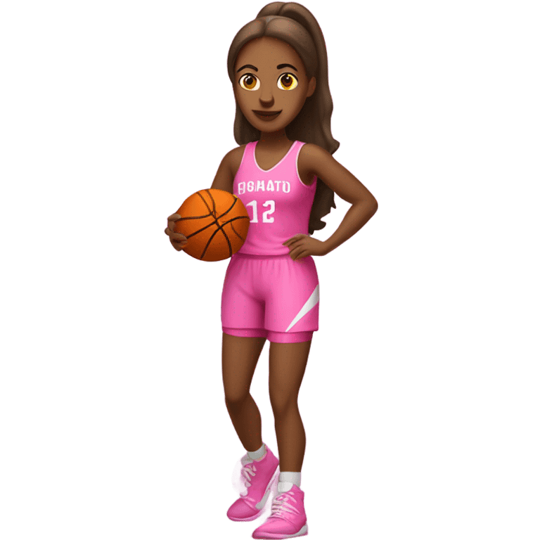 woman playing basketball in pink emoji