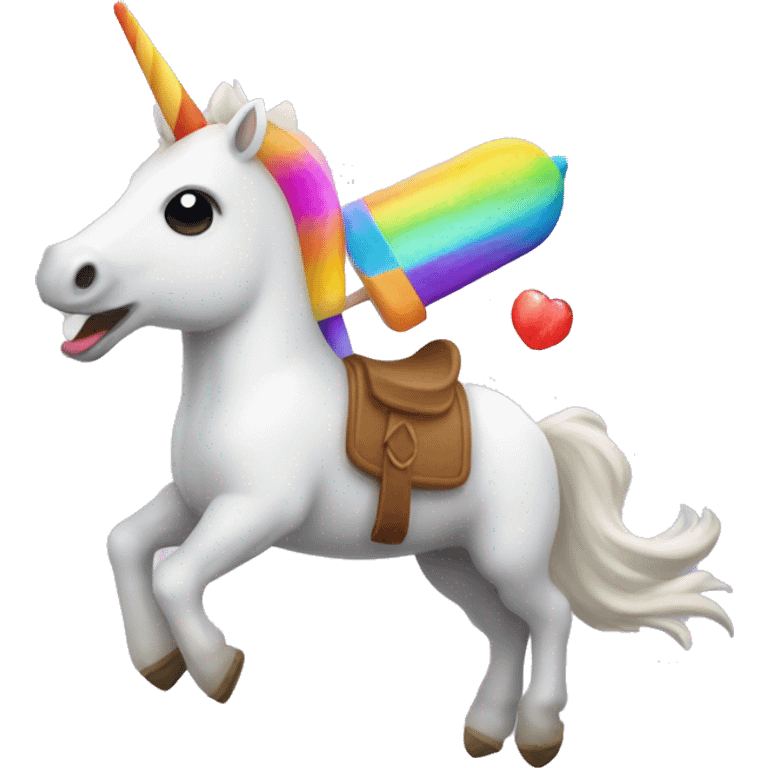 Popsicle riding unicorn emoji