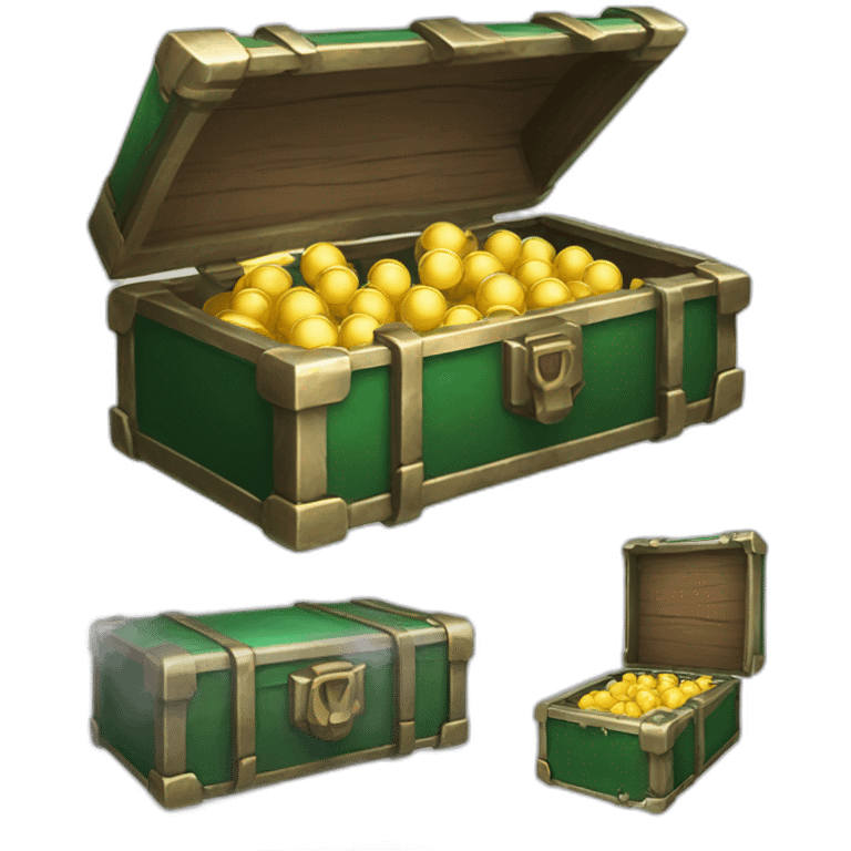 Pokemon Game LootCase Color DarkGreen Rich Treasure Legendary Epic Pokeballs Pokemons and Pokemon Items Inside this have Shiny Glow emoji