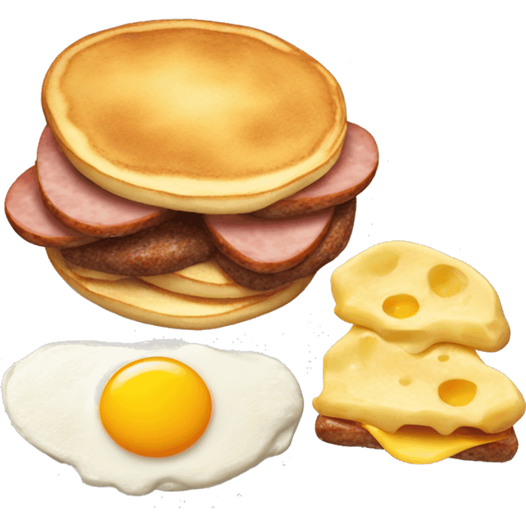 pancake sausage with sausage, egg, cheese emoji