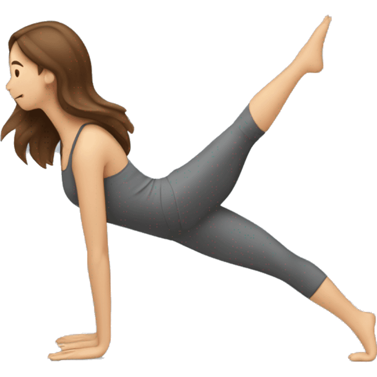 a woman with brown long hair making pilates exercises emoji