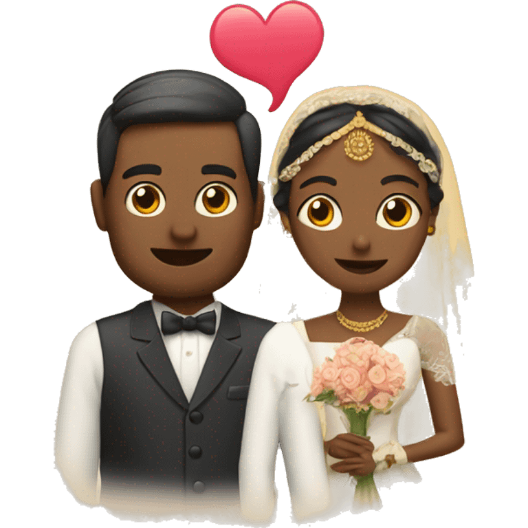 a man and woman saying vanakkam in wedding emoji