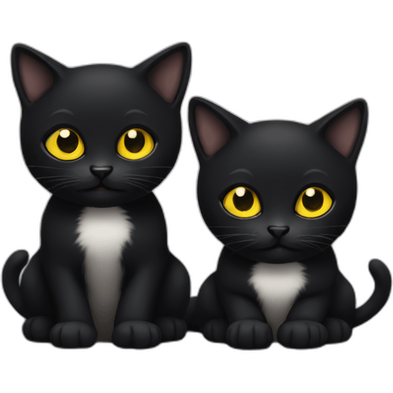 two black kitties with yellow eyes emoji